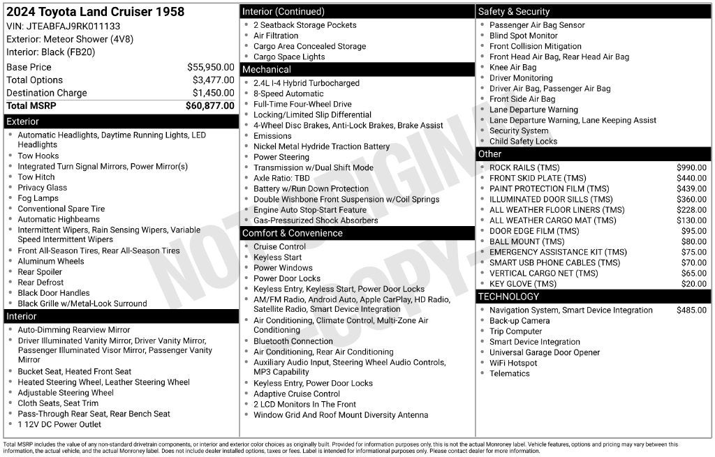 2024 Toyota Land Cruiser 1958