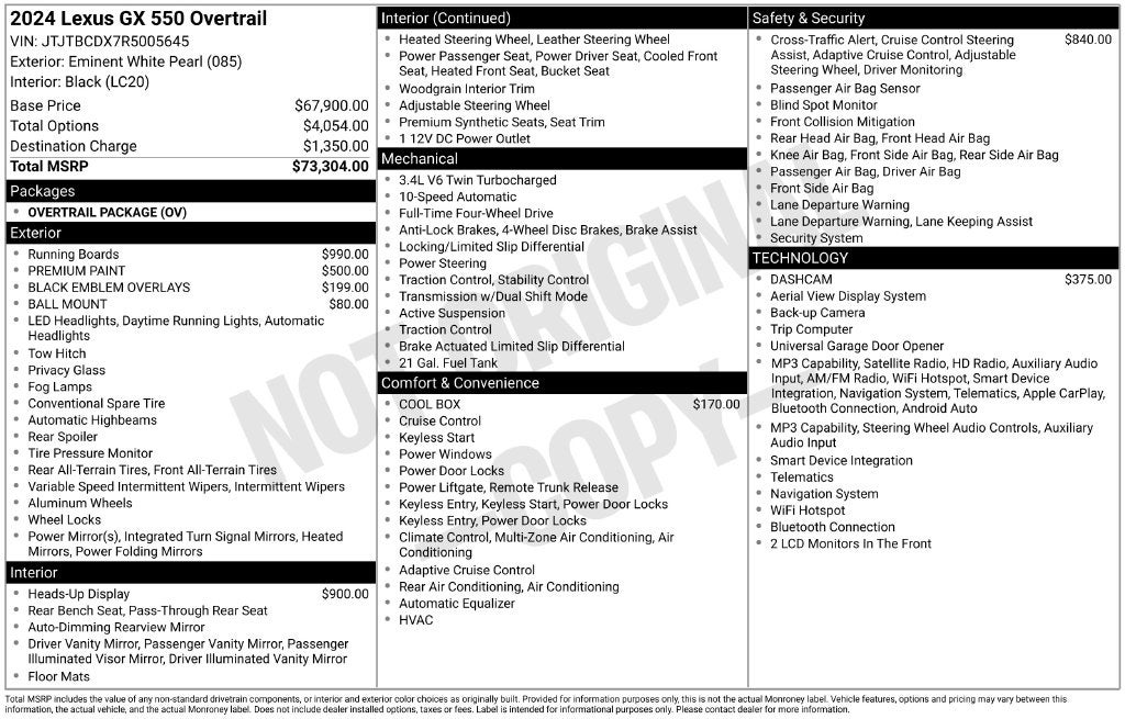 2024 Lexus GX 550 Overtrail
