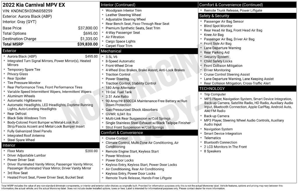 2022 Kia Carnival EX
