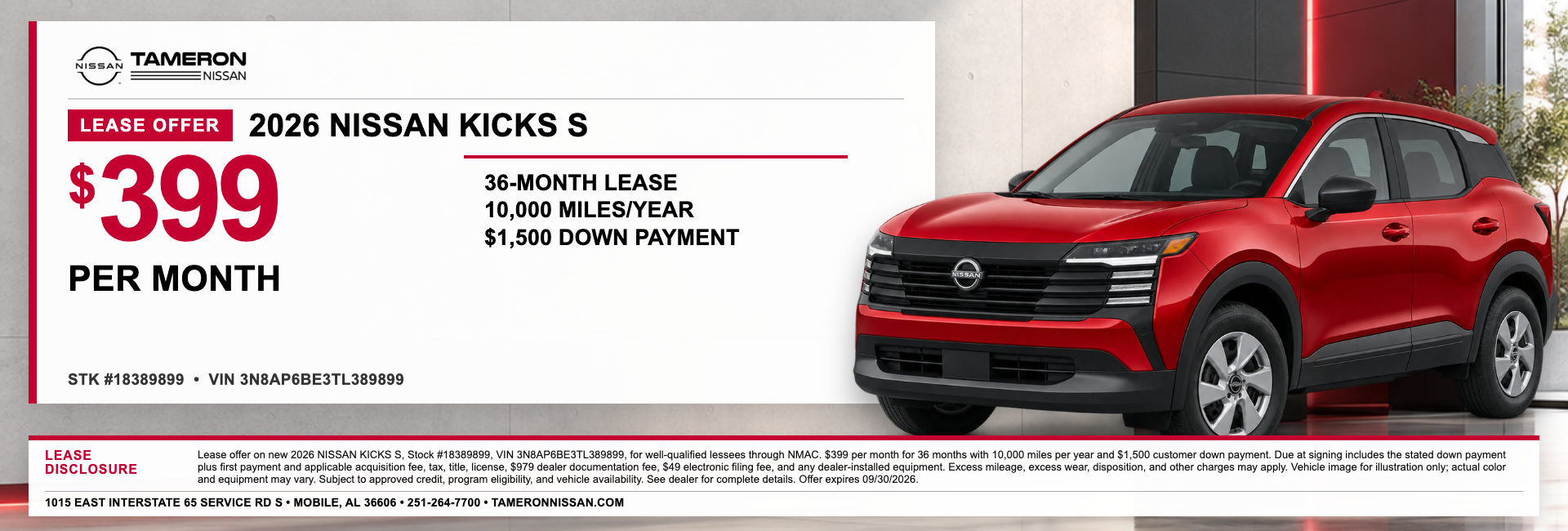 Kicks Lease Offer