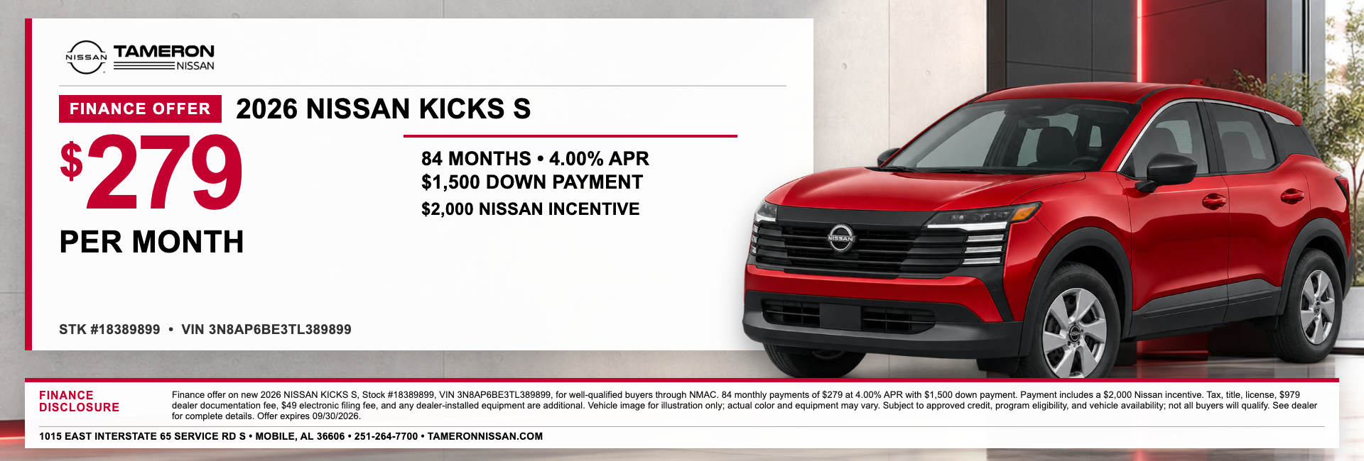 Kicks Finance Offer
