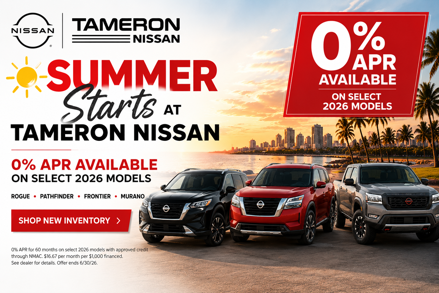 2026 Nissan models and available customer cash offers.