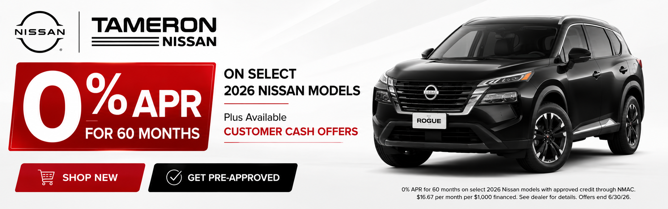 2026 Nissan models and available customer cash offers.